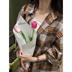 批发复古chic<b class='q'>高档</b>卡其色格子衬衫外套女秋冬款韩系慵懒风长袖衬衣外穿