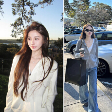 高级感休闲炸街长袖连帽毛衣女设计感小众拉链外套潮毛线开衫