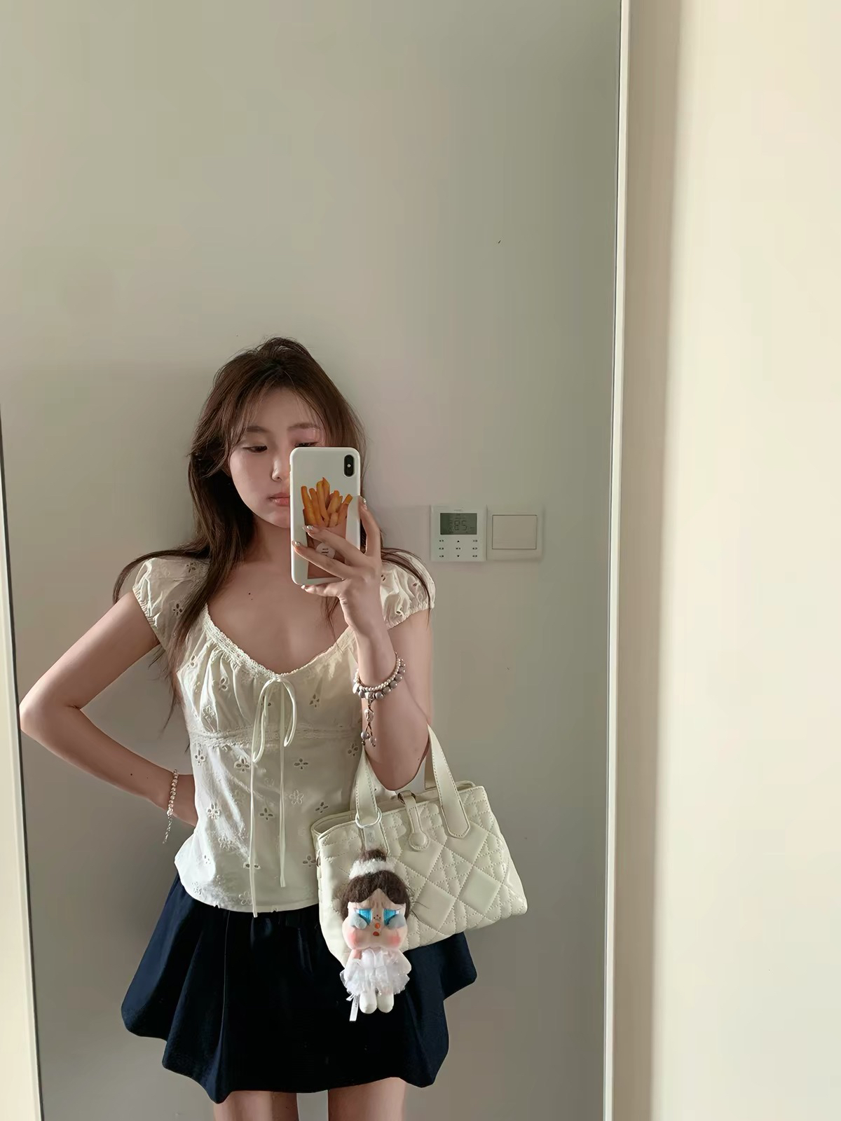 어리석은 ~보다 달콤한 sweety 순수한 욕망 바람 순면 홀로우 아웃 레이스 레이스업 티셔츠 여성 몸매 가꾸기 슬림해 보이는 버블 반팔 맨위