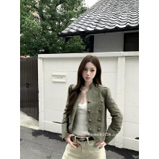 批发板栗可可Bankelili'拿破仑'立领排扣牛仔外套女小众设计短款夹克