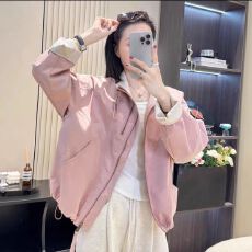批发韩系立领短款冲锋衣女2025新款宽松显瘦双拉链设计夹克休闲外套女