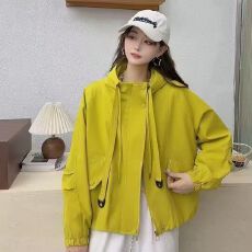 批发潮酷纯色减龄宽松时尚冲锋衣外套女