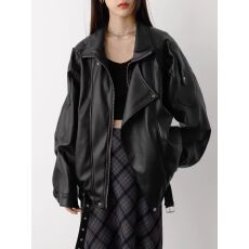 批发网红辣妹风复古机车皮衣外套2025秋季新款酷飒风夹克上衣女潮