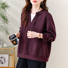 批发实拍休闲撞色拼接卫衣女春季新款宽松上衣2026年欧货大码时尚女装
