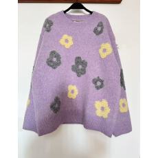 批发<b class='q'>夏</b> 美利奴羊毛纱立体花朵提花毛衣女冬宽松撞色针织圆领上衣