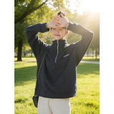 批发日系立领<b class='q'>套头卫衣</b>女2025早秋新款宽松百搭外套盐系上衣ins潮拼接