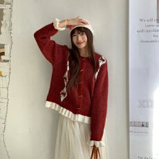 批发刺绣蝴蝶结<b class='q'>针织</b><b class='q'>开衫</b><b class='q'>圆领</b>毛衣外套秋冬长袖打底衫上衣内搭可外穿女