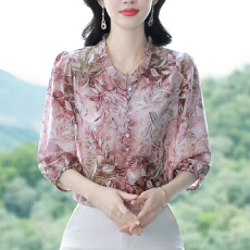 批发实拍雪纺<b class='q'>衬衫</b>新款复古港味气质桑蚕丝上衣女士百搭小衫宽松遮肚子