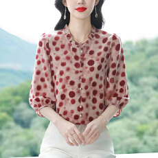 批发实拍雪纺<b class='q'>衬衫</b>新款复古港味气质桑蚕丝上衣女士百搭小衫宽松遮肚子
