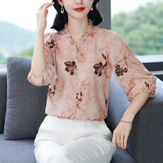 批发实拍雪纺<b class='q'>衬衫</b>新款复古港味气质桑蚕丝上衣女士百搭小衫宽松遮肚子