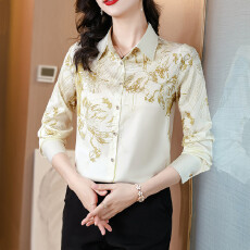 批发实拍真丝衬衫女桑蚕丝时尚百搭<b class='q'>长袖</b>气质翻领衬衣2026春秋女士新款