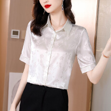 批发实拍<b class='q'>真丝</b><b class='q'>衬衫</b>女桑蚕丝时尚百搭短袖气质翻领<b class='q'>衬衣</b>2026夏季女士新款