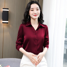 批发实拍真丝<b class='q'>衬衫</b><b class='q'>女</b>长袖2026新款气质OL<b class='q'>职业</b>缎面<b class='q'>衬衣</b>工作服桑蚕丝
