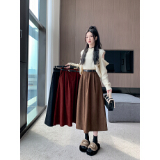 批发实拍毛呢半身裙梨型身材a字<b class='q'>长裙女</b>秋冬新款显瘦伞裙赫本大摆裙子