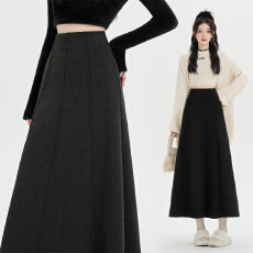 批发灰色毛呢半身裙秋冬款2025新款<b class='q'>高腰</b>百褶裙<b class='q'>短裙</b>小个子a字半裙气质