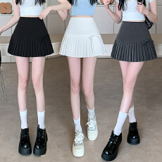 批发实拍 甜辣妹短裙高腰半身裙女春夏款蝴蝶结系带防走光<b class='q'>显瘦</b>a字裙子