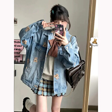 批发美式牛仔夹克外套女2025新春秋小个子设计感女款<b class='q'>街头</b>减龄宽松上衣