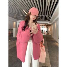 批发乌77奶fufu 慵懒风圆领毛衣外套女秋季新款<b class='q'>百搭</b>一粒扣内搭开衫ZH