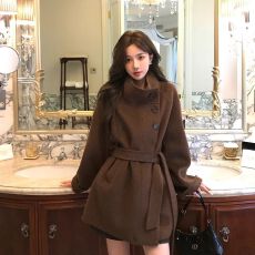 批发2026<b class='q'>秋</b>冬港风中长款名媛百搭毛呢外套女上档次小个子立领呢子大衣
