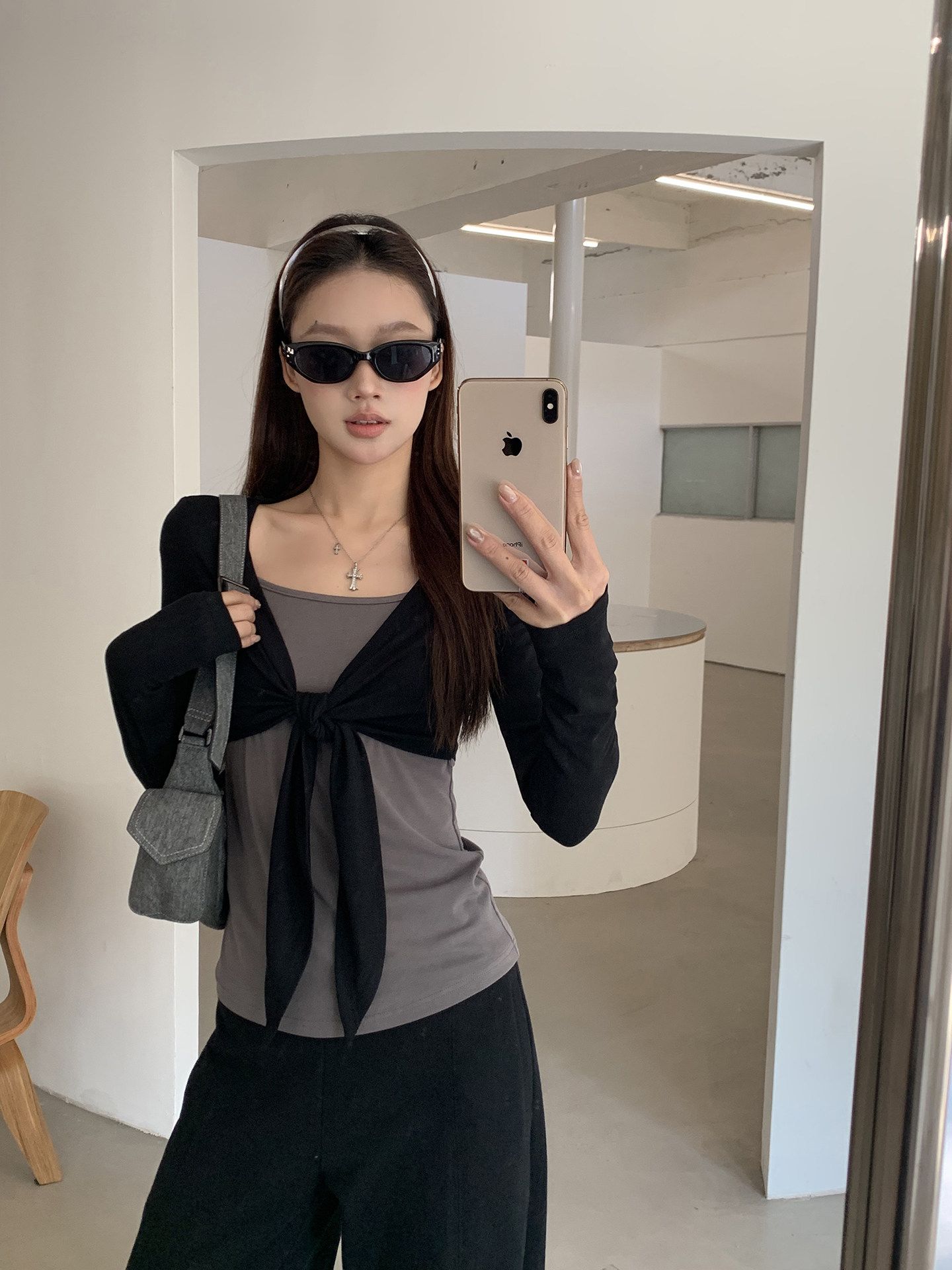 봄 여름 새로운 사람들 면 긴팔 티셔츠 여성 페이크 레이어드 몸매 가꾸기 한 부서 아름다운 그레이트 보기 맨위