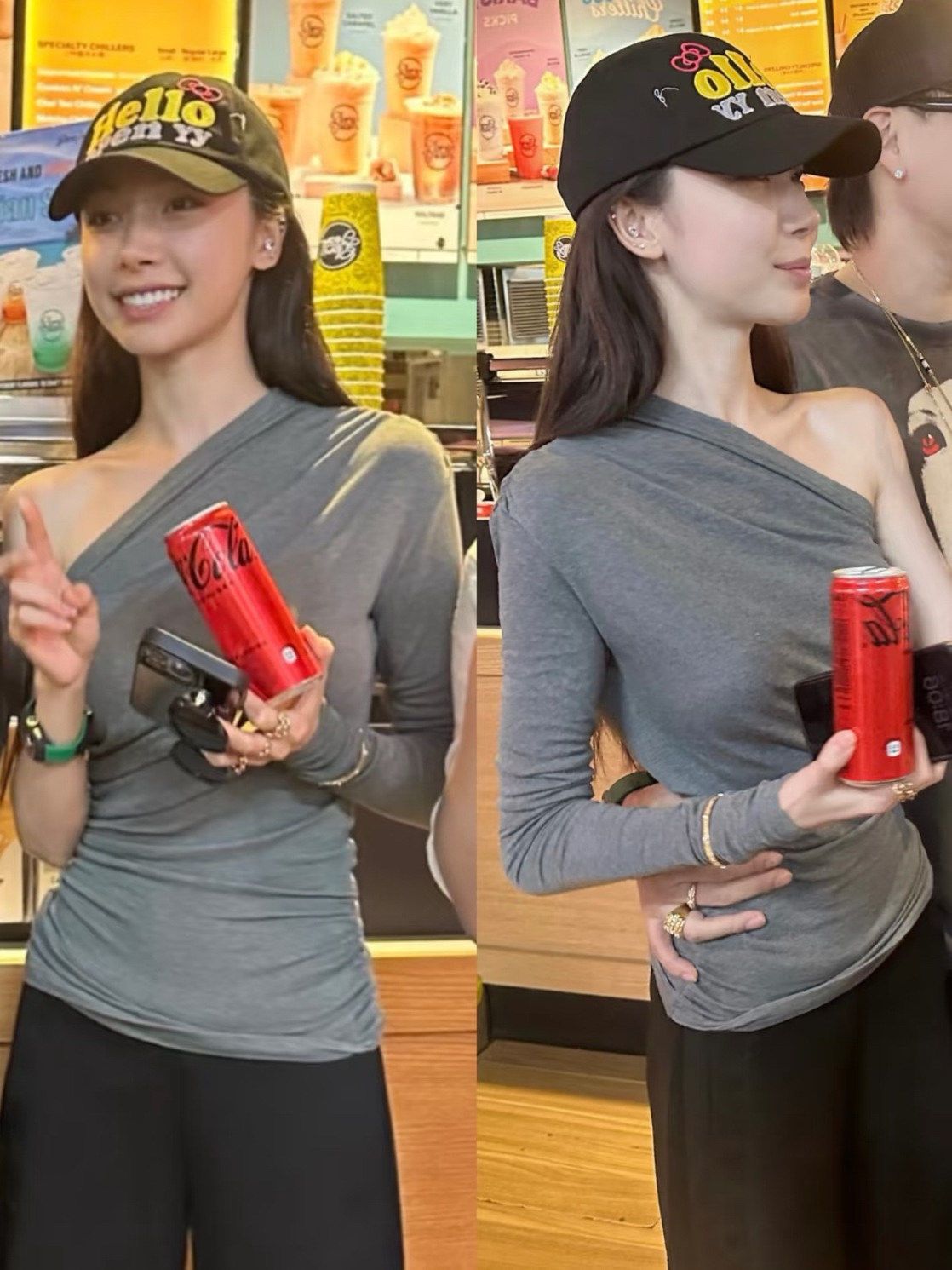 봄 여름 새로운 사람들 면 작은 대중 세련된 비대칭 펌프 Pleat 몸매 가꾸기 디자인 센스 비스듬한 어깨 긴팔 티셔츠