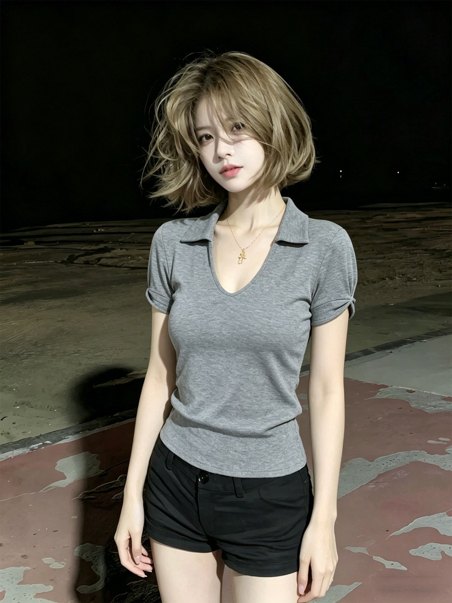한 부서 프랑스식 핫걸 품격 V넥 POLO 셔츠 여성 여름 허리 수축 슬림해 보이는 반팔 긍정적 인 어깨 쇼트 스타일 티셔츠