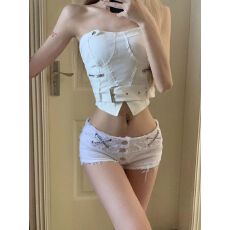 批发2026夏季新款韩版夜店性感女装低腰<b class='q'>牛仔</b>裤超<b class='q'>短裤</b>系带白色热裤女潮