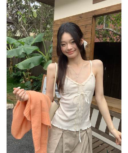 순수한 욕망 레이스 작은 슬링 조끼 여성 2026 여름 새로운 백리스 민소매 허리 수축 레이스업 인사이드 잡아라. 의류 외출용