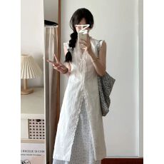 批发奶系艺术生叠穿碎花连衣裙2026夏季新款无袖背心蕾丝<b class='q'>长裙</b>两件套