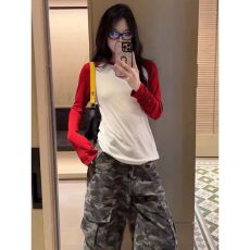 2026秋季新款撞色拼接插肩袖修身百搭260克人棉莫代尔长袖上衣T恤