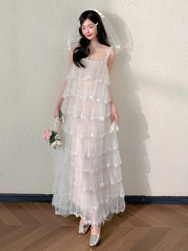 프리 세일 빛 럭셔리 2026 새로운 슬립 스팽글 슈퍼 요정 아름다운 케이크 드레스 센 부서 품격 아침 로브 참여 예복 치마