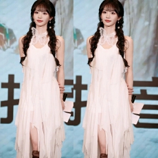 批发田曦围同款白色不规则流苏雪纺衫仙女裙夏季蝴蝶结露背挂脖连衣裙