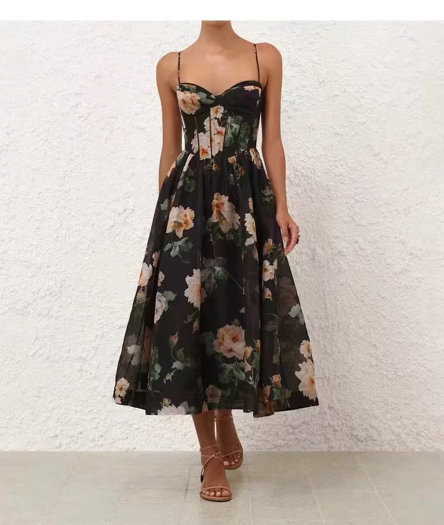 z 홈 고급 2026 봄 의복 새로운 코르셋 스타일 중간 길이 슬립 드레스