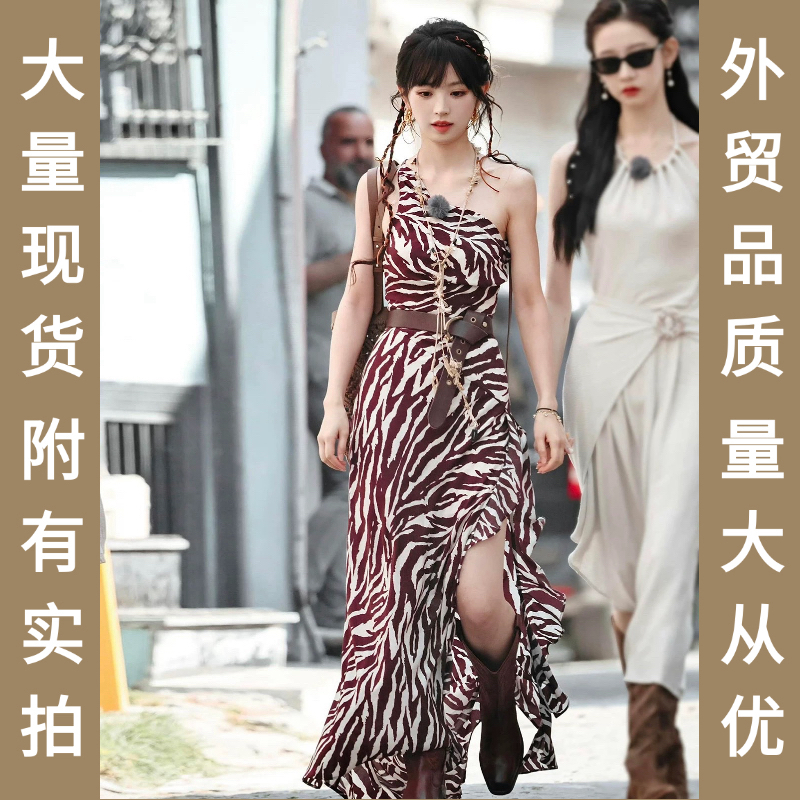 필드 크 사이 웨이 같은 단락 cnleewei 행침 목 휴가 바람 드레스 트임 프릴 벨트 행침 목 치마