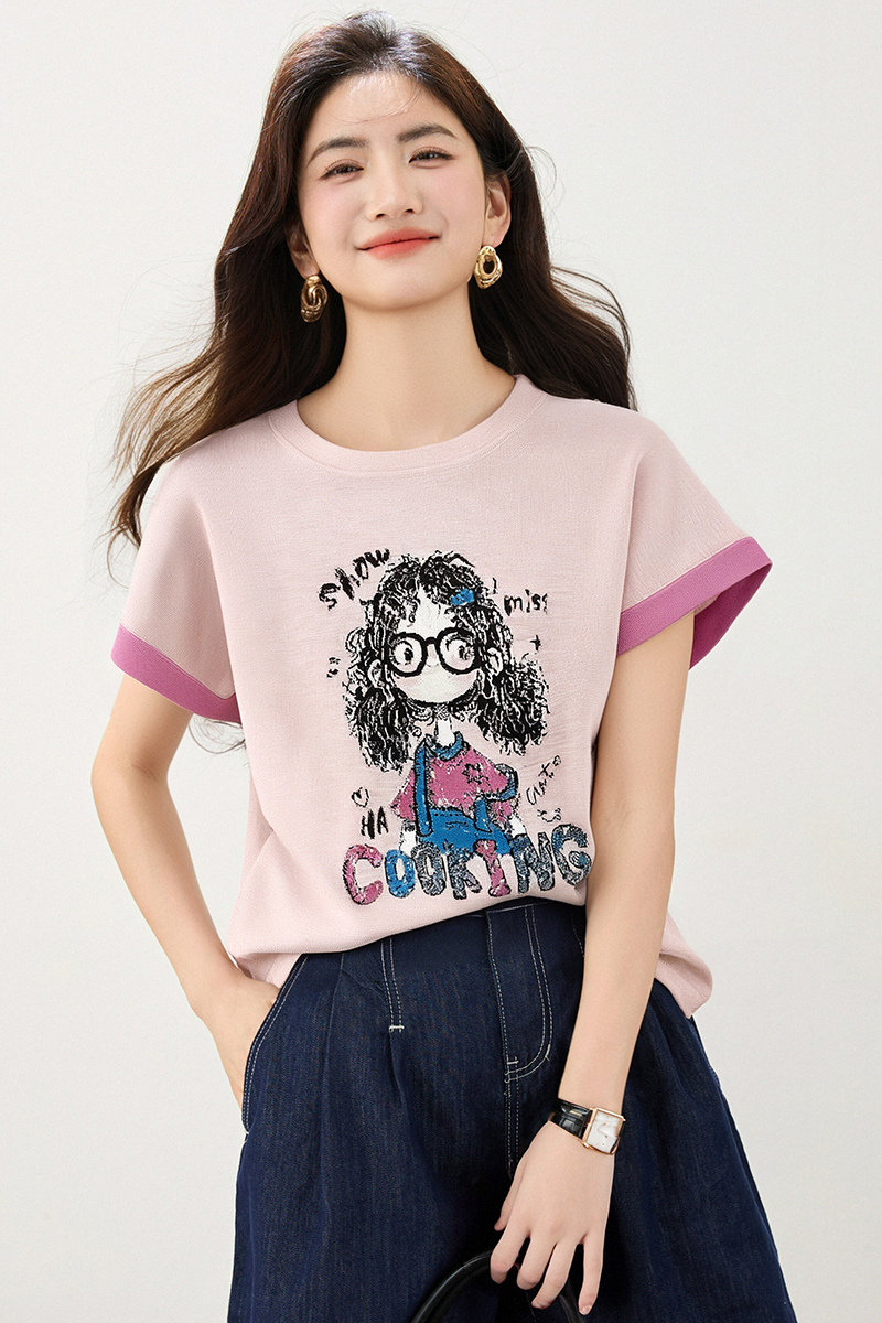 인기 아름다운 외국 가스 레트로 유럽 상품 빛 럭셔리 고급 센스 빛 럭셔리 연령 감소 외국 가스 세련된 티셔츠