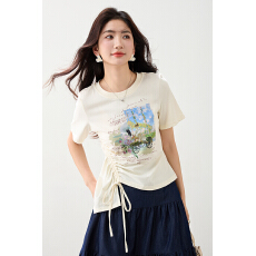 ◆◆正肩短袖t恤女2026夏季新款设计感修身显瘦上衣