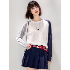 批发实拍◆2026春款复古撞色拼接针织衫春季小众长袖宽松上衣