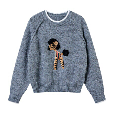 批发实拍◆2026春款杏色宽松圆领套头针织衫秋季慵懒风穿搭上衣