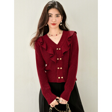 批发实拍◆2025红色V领针织衫毛衣女<b class='q'>秋季</b>韩版宽松显瘦打底衫气质上衣