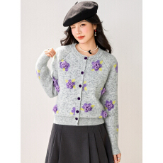 批发实拍◆2025立体花朵毛衣<b class='q'>开衫</b>韩系高级减龄秋冬新款慵懒百搭针织衫