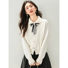 批发控价 不低于129实拍◆2025韩系<b class='q'>甜美</b>蝴蝶结毛衣女秋冬蕾丝拼接外套