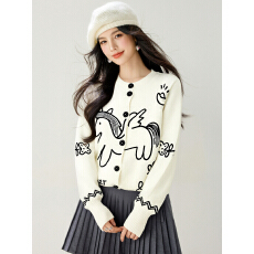 批发控价 不低于129实拍◆2025童趣卡通独角兽刺绣<b class='q'>开衫</b>女百搭显瘦外套