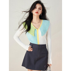 批发实拍◆小清新套头针织衫法师温柔风尖领设计感针织衫上衣潮女毛衣