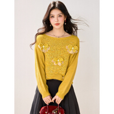 批发实拍◆慵懒风立体花朵针织衫毛衣内搭女秋冬<b class='q'>宽松</b>高级感打底上衣