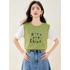 批发实拍◆有◆2026夏季新款夏季套头撞色<b class='q'>假两件</b>天丝短袖上衣