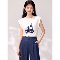 批发实拍设计感纯棉无袖白色<b class='q'>T</b><b class='q'>恤</b>女2026夏新款通勤风宽松显瘦薄款上衣