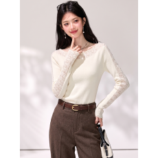 批发实拍◆法式高级感白色一字领钩花镂空针织衫女气质<b class='q'>打底衫</b>上衣