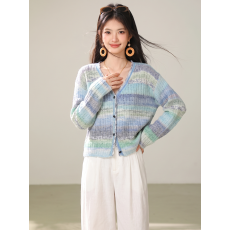 批发实拍◆彩色条纹蝴蝶纱针织衫套头毛衣女装秋冬2026新款宽松上衣