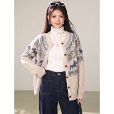 实拍◆毛衣开衫女秋冬季2026新款加厚慵懒复古高级感针织外套女