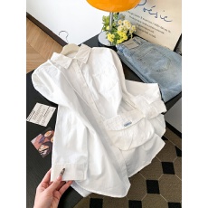 批发日系温柔风宽松软奶粉叠穿别致小众白衬衫女<b class='q'>防晒</b>韩系棉质休闲上衣